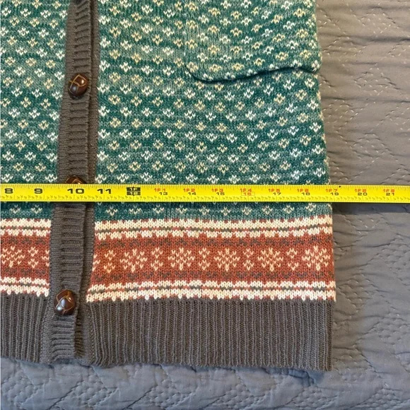 ✨ Mak B Fair Isle Button Down Cardigan Rustic Cottage Sweater Size M - Picture 6 of 7